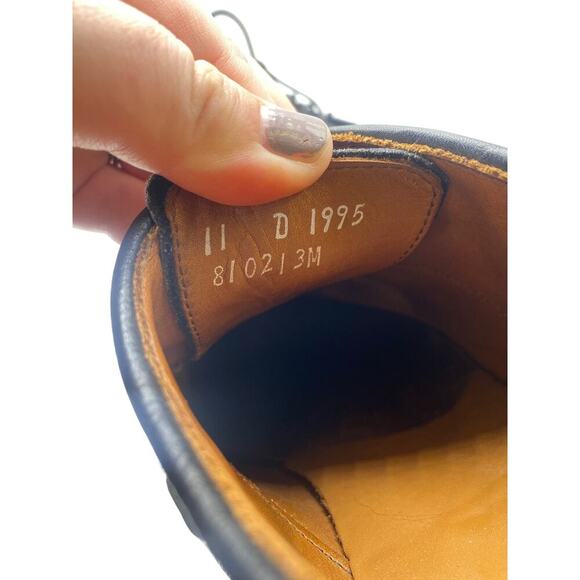 Allen Edmonds Boca Raton Black Woven Leather Dress Shoes Mens 11 Wingtip Derby - Picture 12 of 14